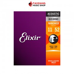 Elixir NANOWEB CUSTOM LIGHT 80/20 BRONZE ขนาด 11-52 สายกีต้าร์โปร่ง พร้อมเช็คQC,แท้ ,ส่งฟรี เต่าแดง