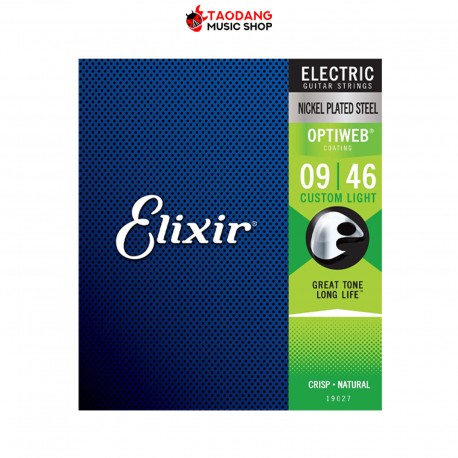 สายกีต้าร์ไฟฟ้าเคลือบ Elixir Optiweb Coating Nickel Plated Steel Custom Light เบอร์ 9
