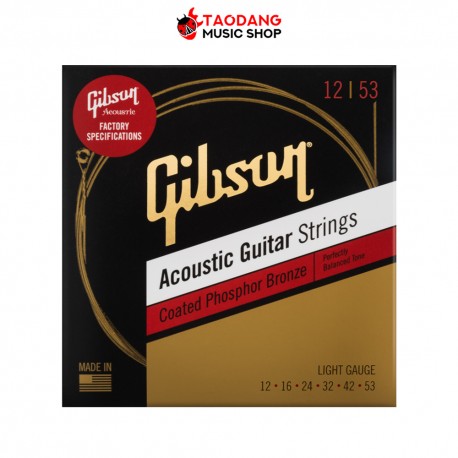สายกีต้าร์โปร่งเคลือบ Gibson Phosphor Bronze ขนาด 12-53