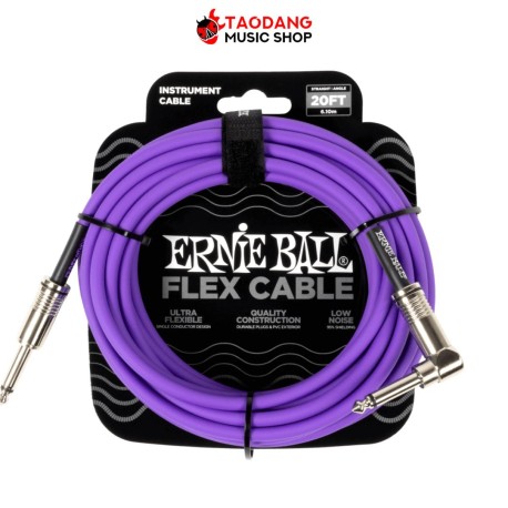 สายสัญญาณโมโน Ernie Ball Flex Instrument Cable 20FT สี Purple