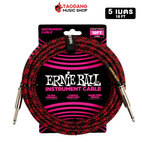 Ernie Ball P06396 Braided Straight to Straight Red Black