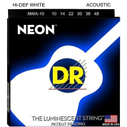 DR Strings Coated Nickel Hi-Def White Acoustic Guitar Strings 10-46