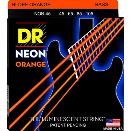 สายเบสเคลือบกันสนิม DR รุ่น Neon สีส้ม เบอร์ 45-105