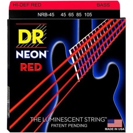สายเบสเคลือบกันสนิม DR รุ่น Neon สีแดง เบอร์ 45-105