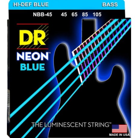 สายเบสเคลือบกันสนิม DR รุ่น Neon สีฟ้า เบอร์ 45-105