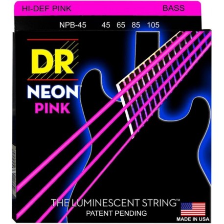 สายเบสเคลือบกันสนิม DR รุ่น Neon สีชมพู เบอร์ 45-105